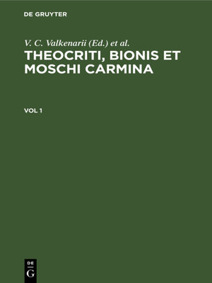 cover image of Theocriti, Bionis et Moschi carmina. Vol 1